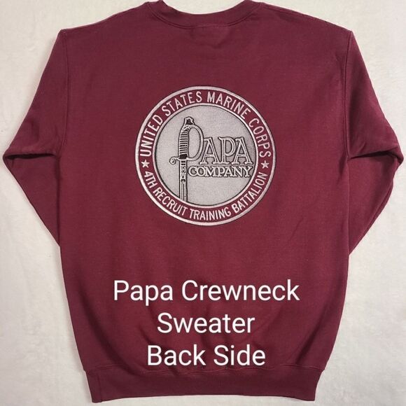 Marine Corps 4th Battalion Papa Company Logo Burgundy Crewneck Sweater - Picture 1 of 3